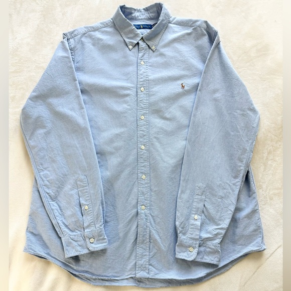 Ralph Lauren Other - Ralph Lauren Oxford Shirt Mens 2XL Blue Button Down 100% Cotton LS Flesh Pony